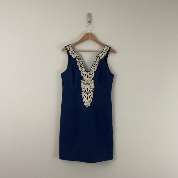 Lilly Pulitzer Suzette Sleeveless Shift Dress in Navy Blue Size 10 - Picture 1 of 6